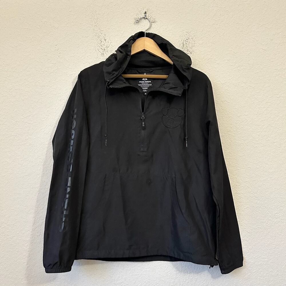 SHANE DAWSON Windbreaker Jacket Black Graphic 1/4 Zip Pullover Hoodie